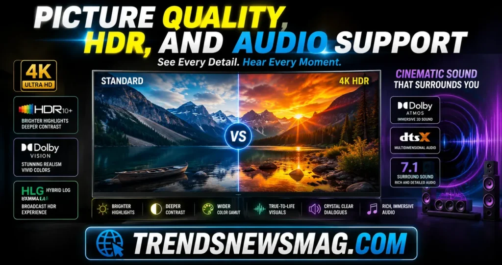 Picture Quality, HDR, and Audio Support