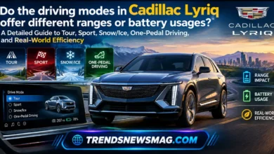 Do the driving modes in Cadillac Lyriq offer different ranges or battery usages